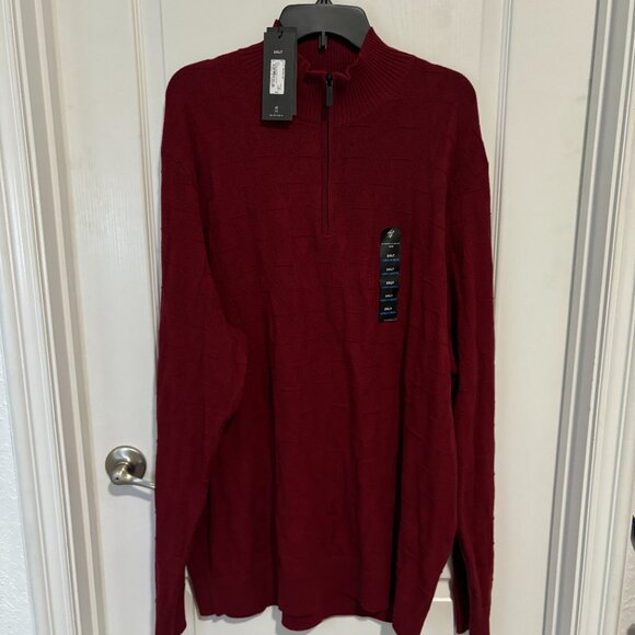 Shaquille O'Neal Mens Big Tall Quarter Zip Long Sleeve Red Pullover Sweater 2XLT - Picture 2 of 5